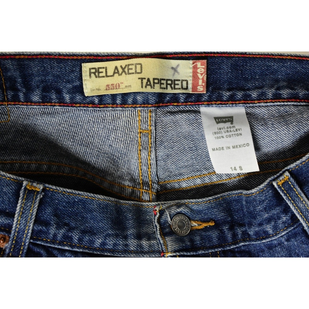 90s Vintage Levis 550 Relaxed Tapered Jeans Womens 14 Dark Stone Wash Denim - Picture 7 of 9
